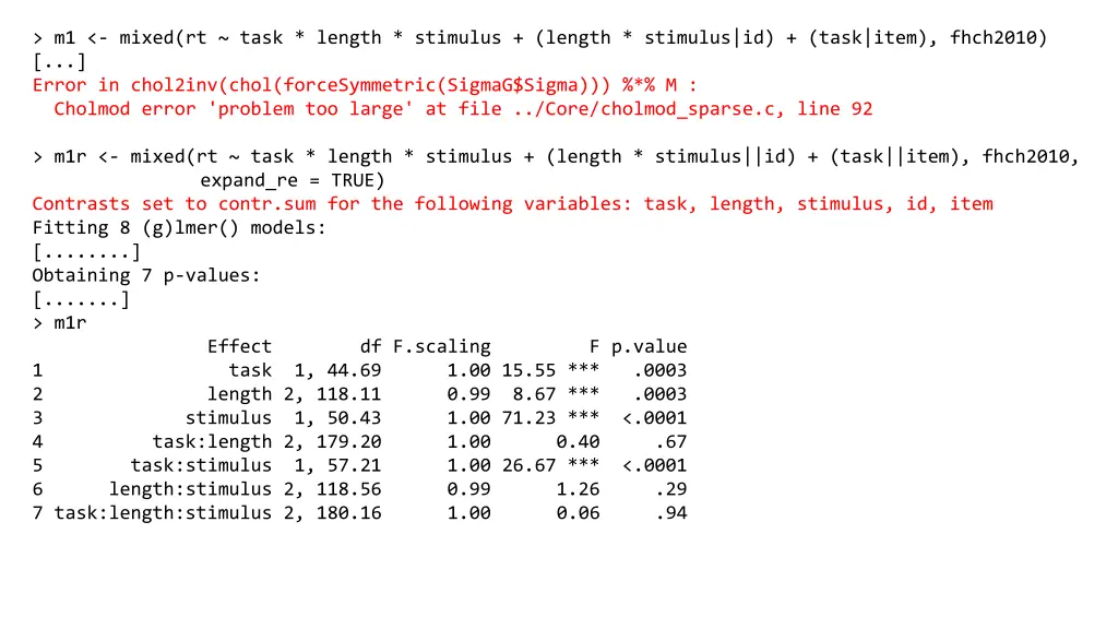 m1 mixed rt task length stimulus length stimulus
