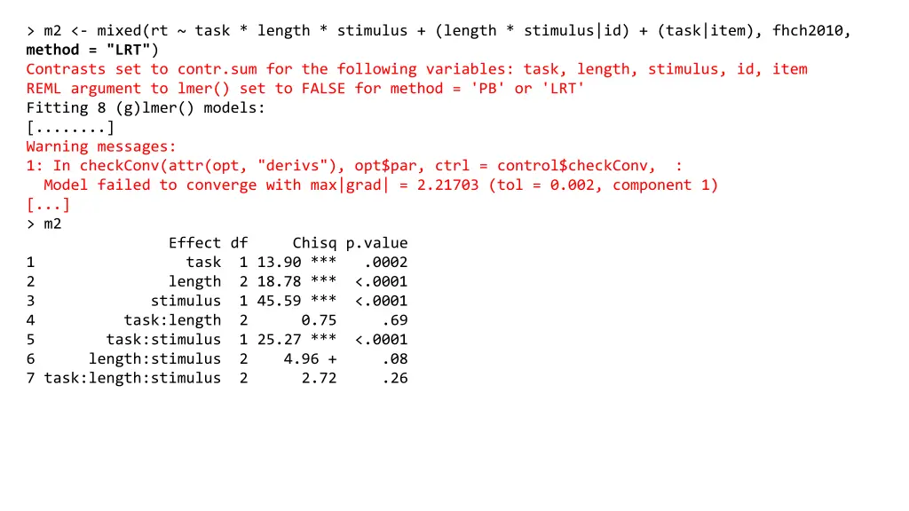 m2 mixed rt task length stimulus length stimulus