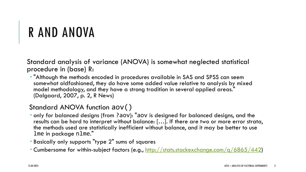 r and anova