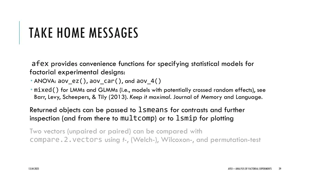 take home messages