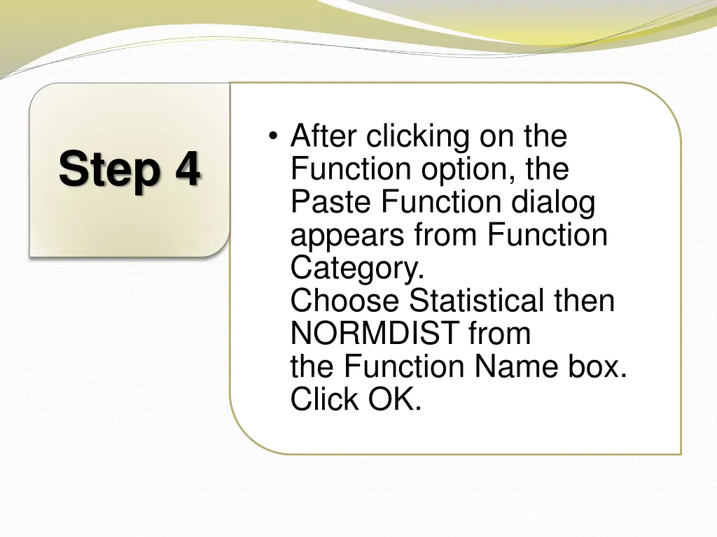 after clicking on the function option the paste