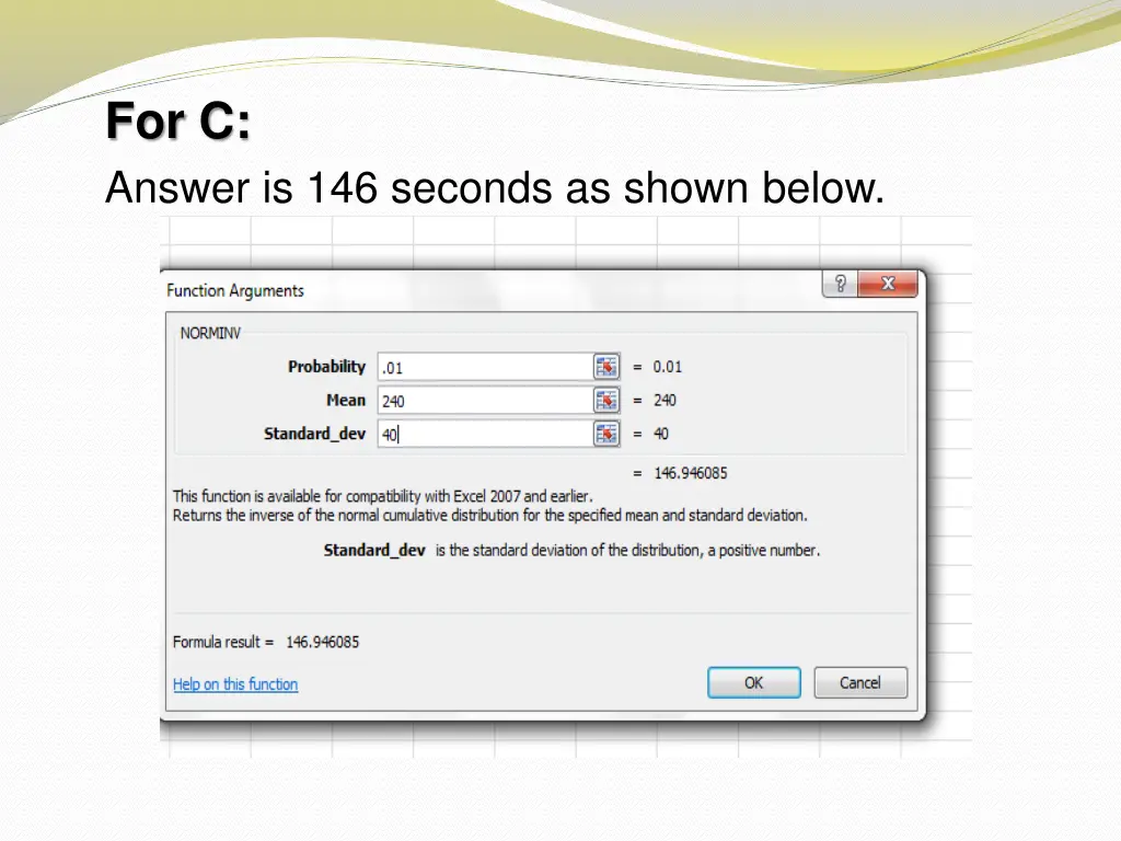 for c answer is 146 seconds as shown below