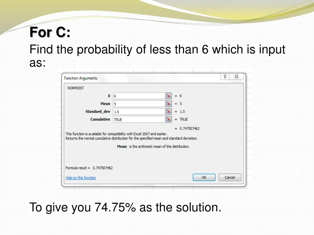for c find the probability of less than 6 which