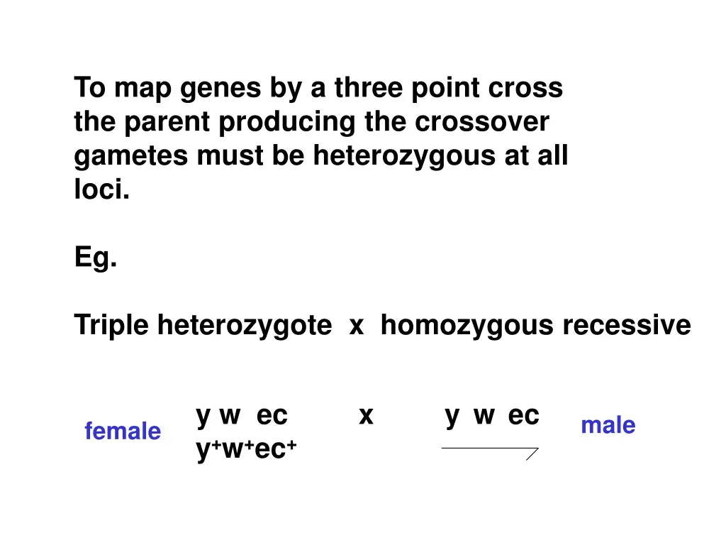 to map genes by a three point cross the parent