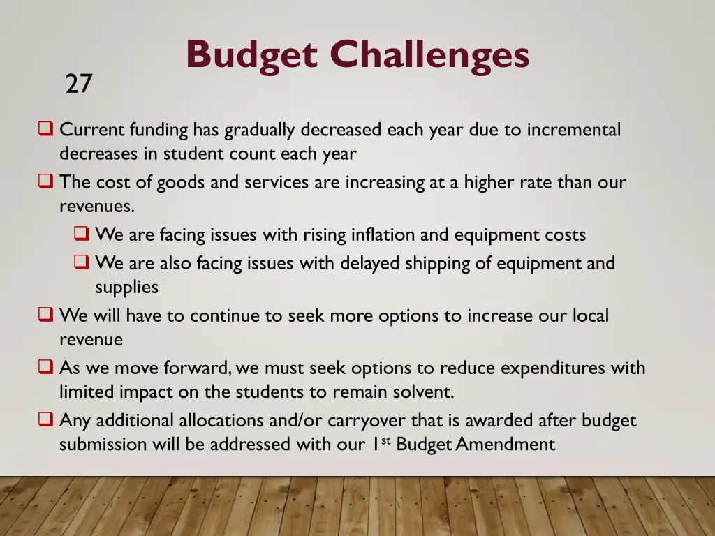 budget challenges