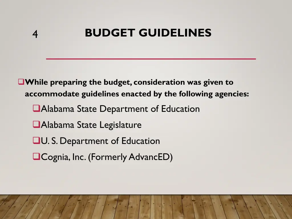 budget guidelines