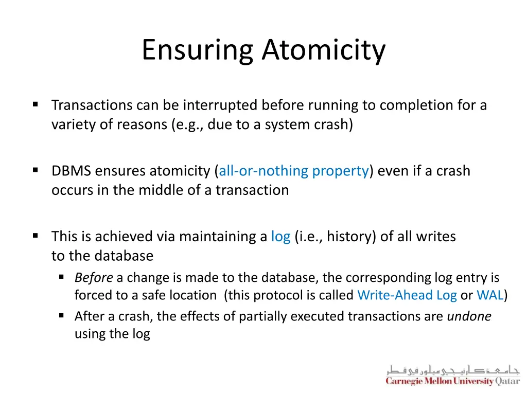 ensuring atomicity