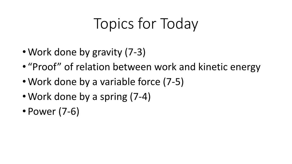 topics for today