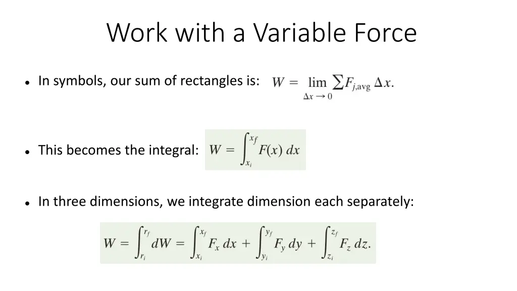 work with a variable force 1