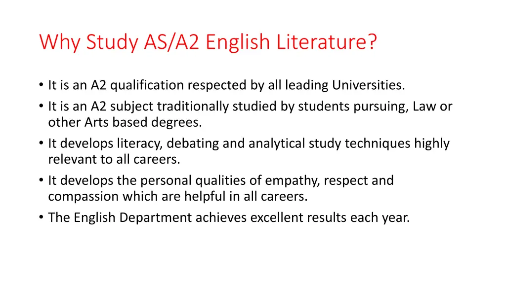 why study as a2 english literature
