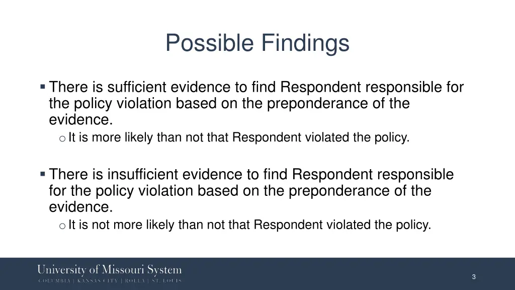 possible findings