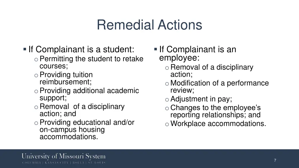 remedial actions