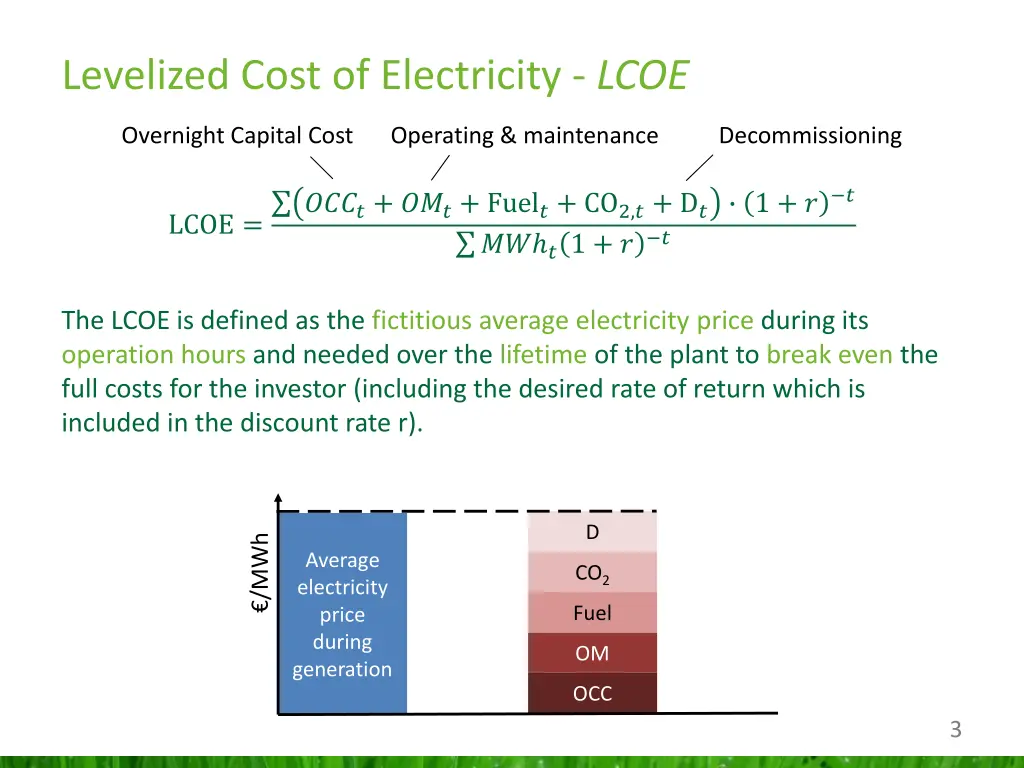 levelized cost of electricity lcoe