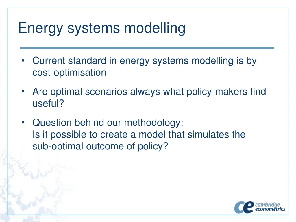 energy systems modelling