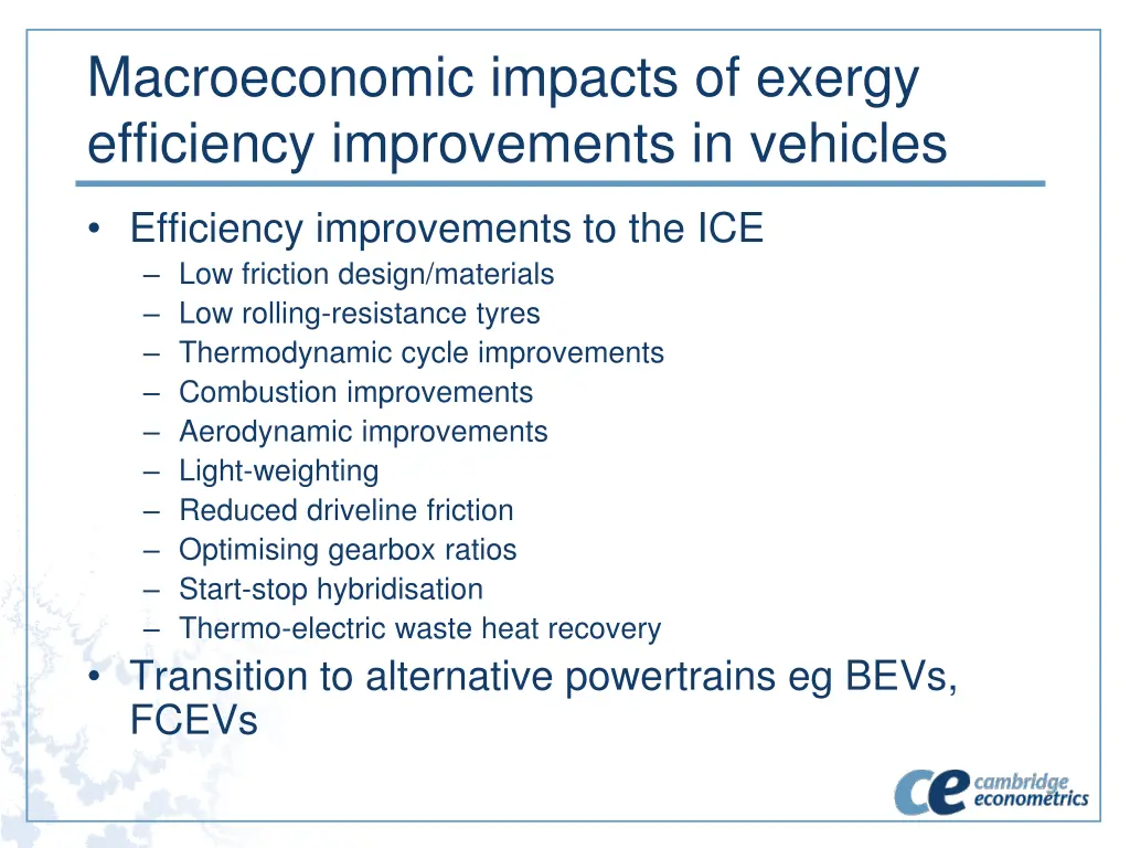 macroeconomic impacts of exergy efficiency