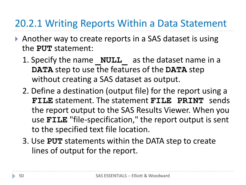 20 2 1 writing reports within a data statement