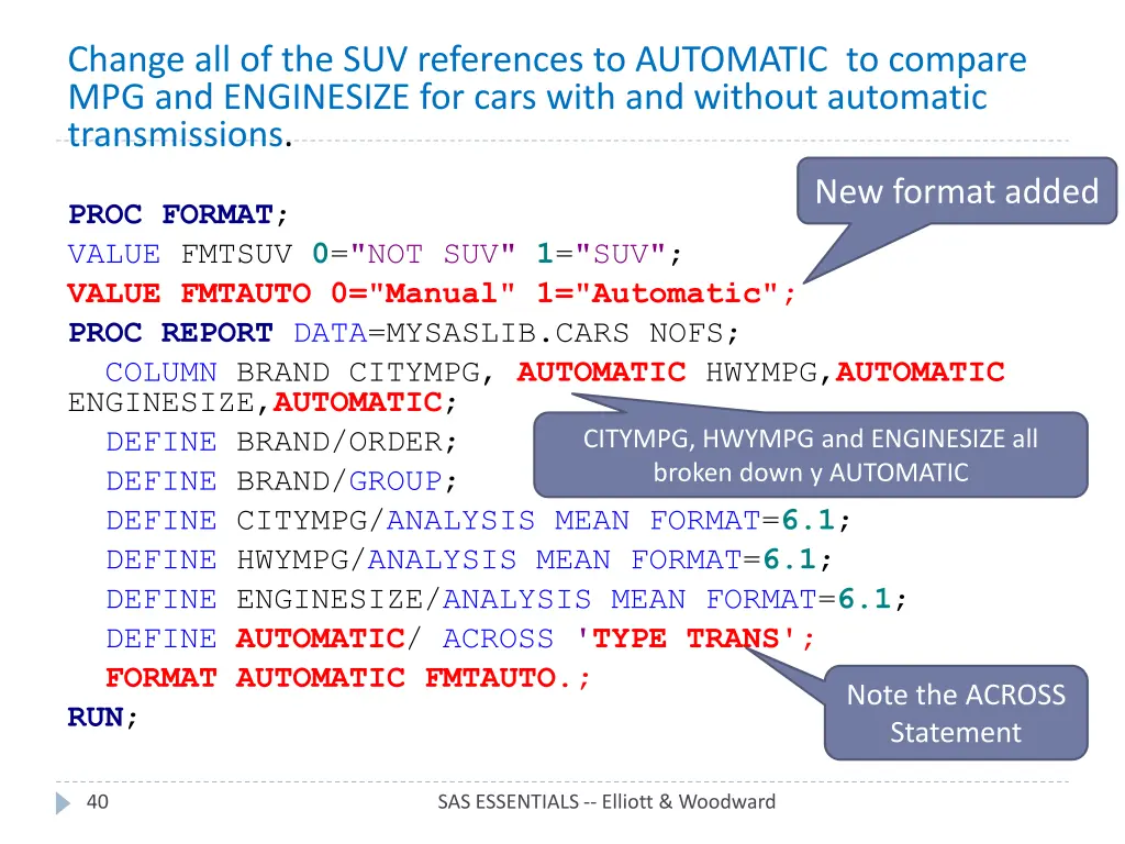 change all of the suv references to automatic