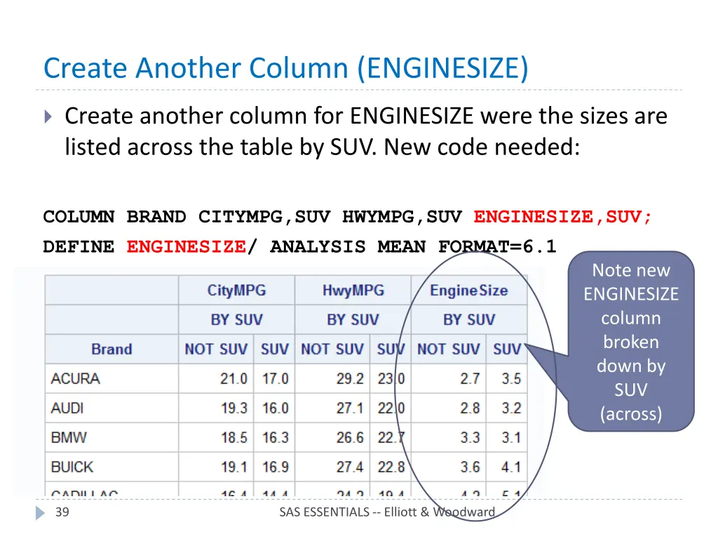 create another column enginesize