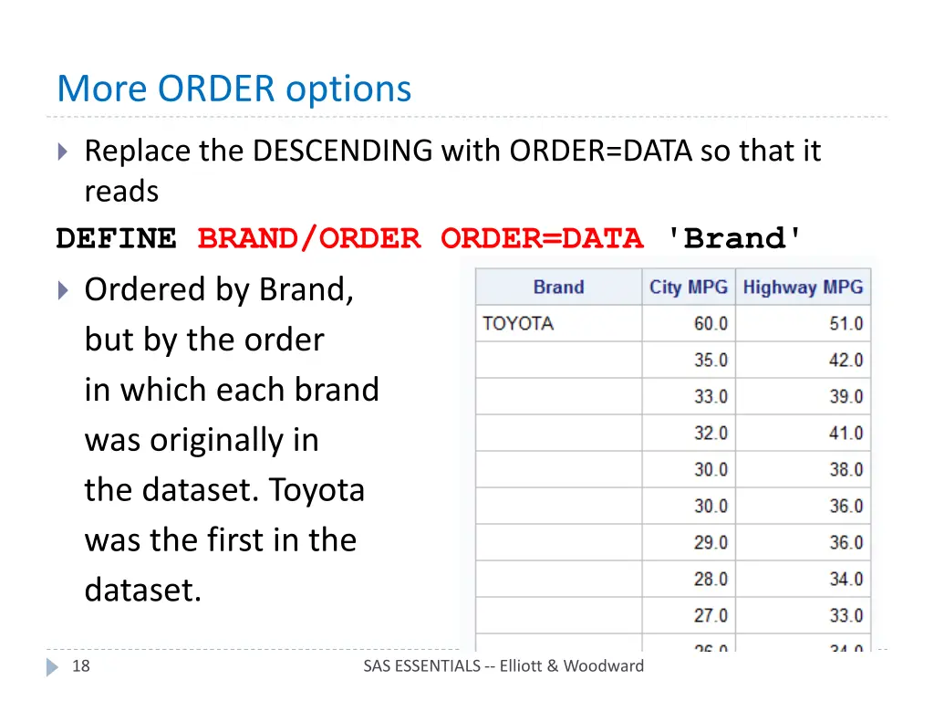 more order options