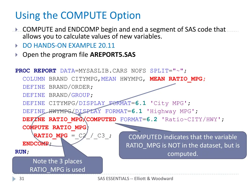 using the compute option