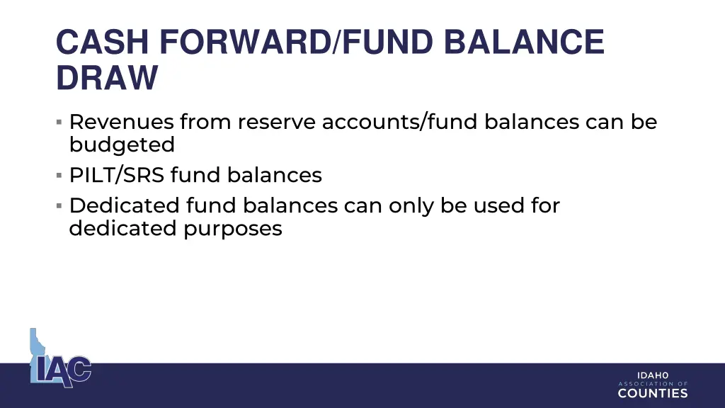 cash forward fund balance draw