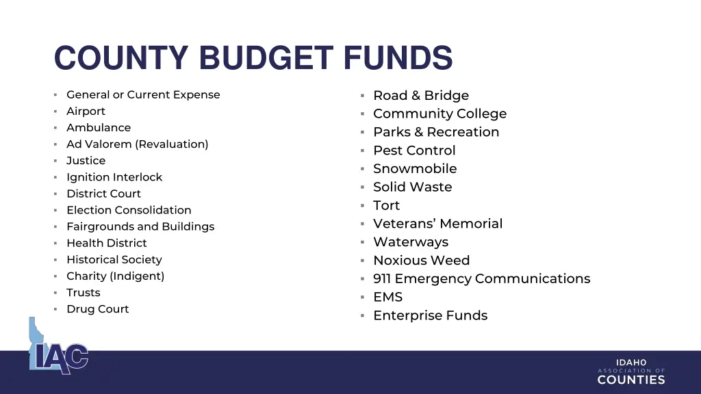 county budget funds