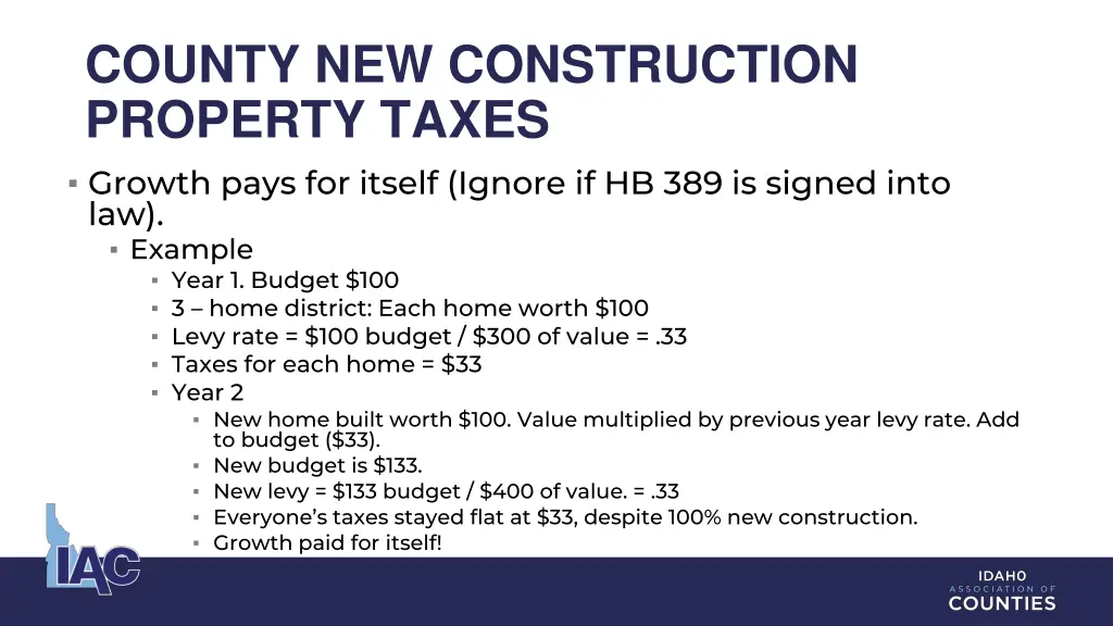 county new construction property taxes growth