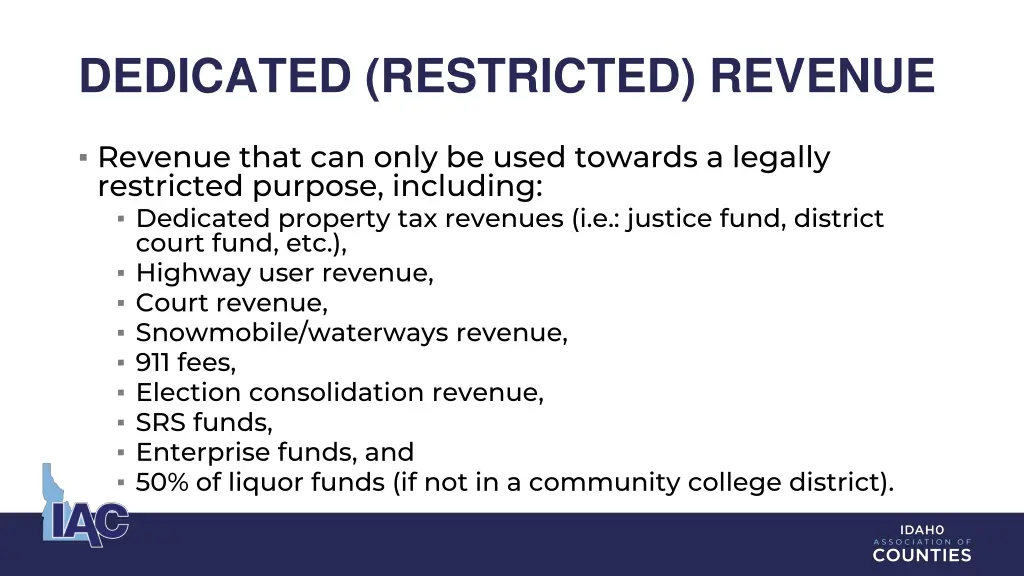 dedicated restricted revenue