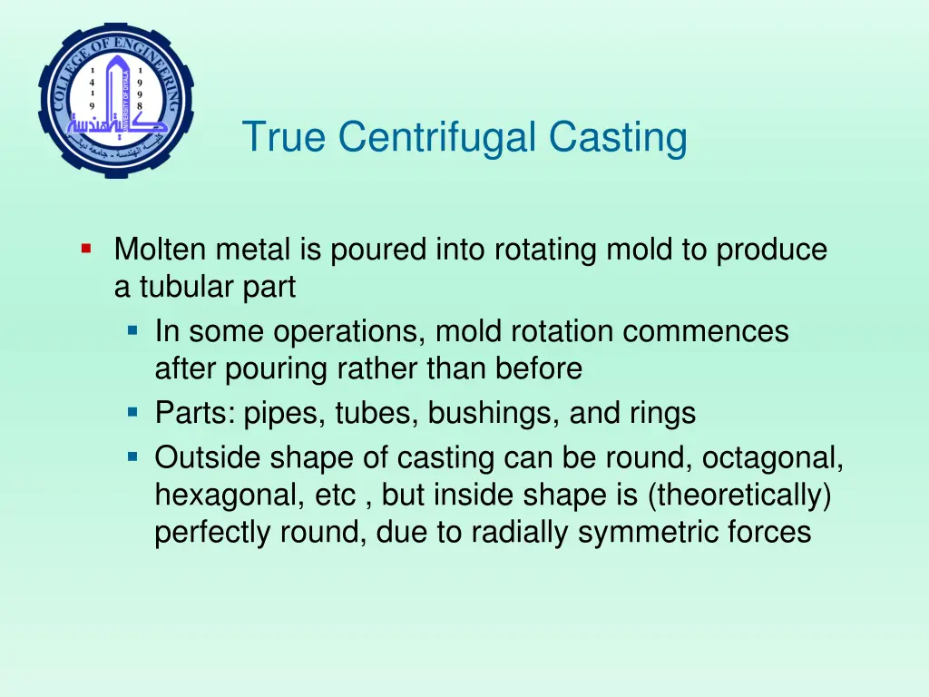 true centrifugal casting