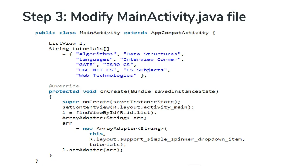step 3 modify mainactivity java file