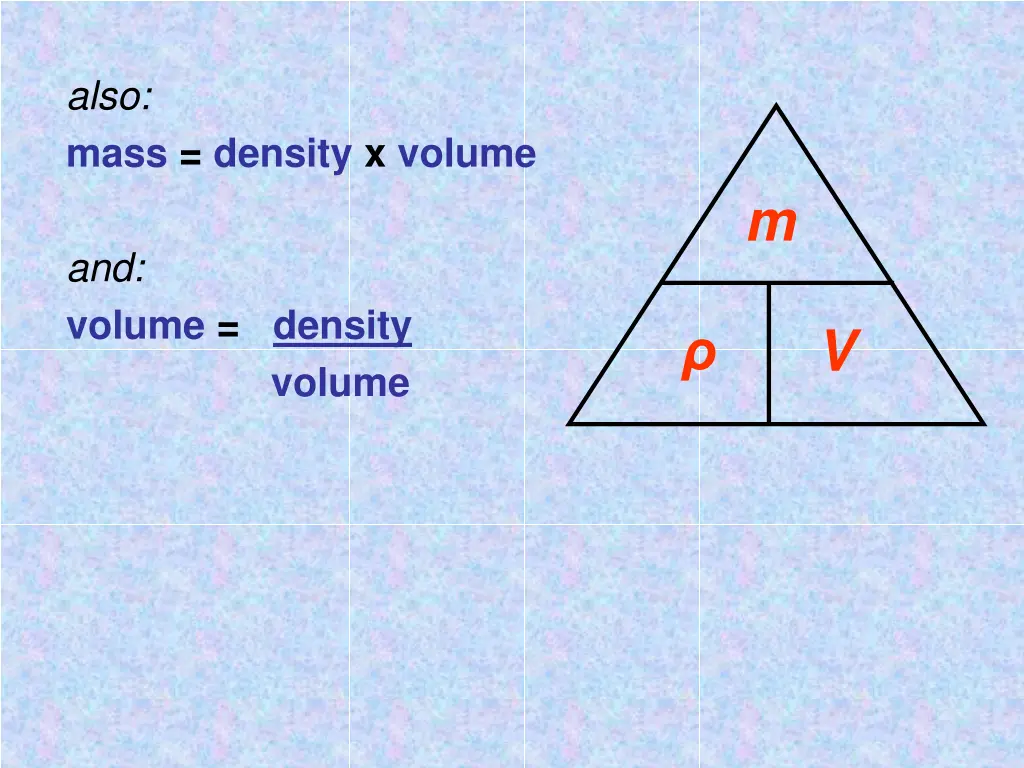 also mass density x volume