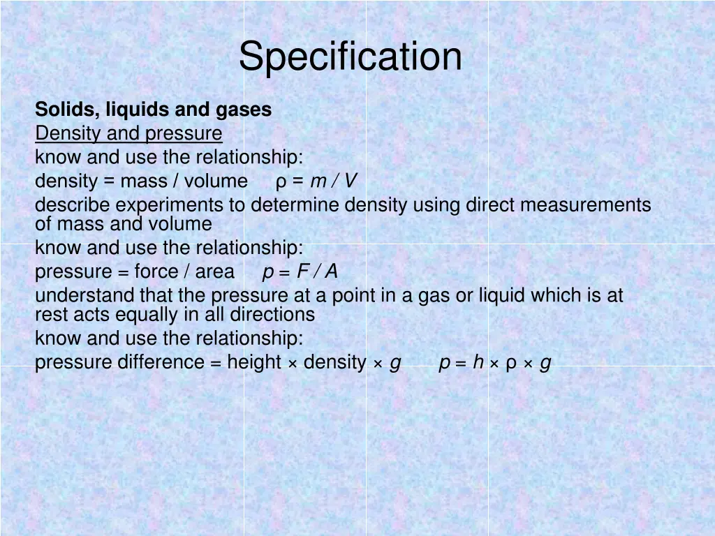 specification