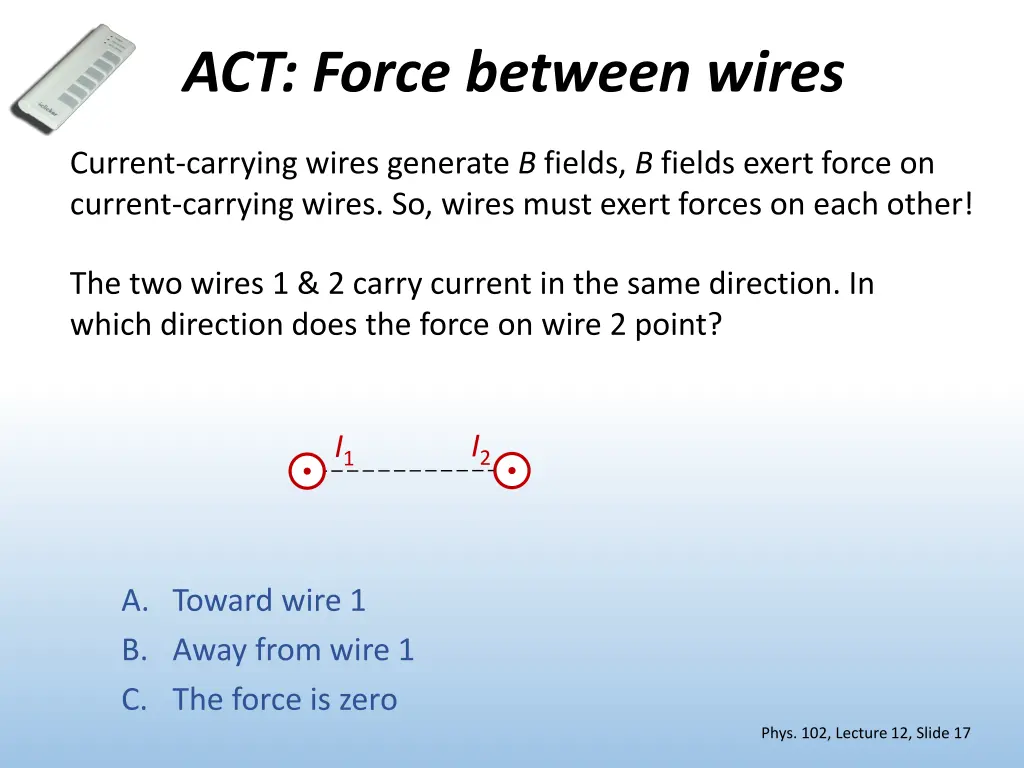 act force between wires
