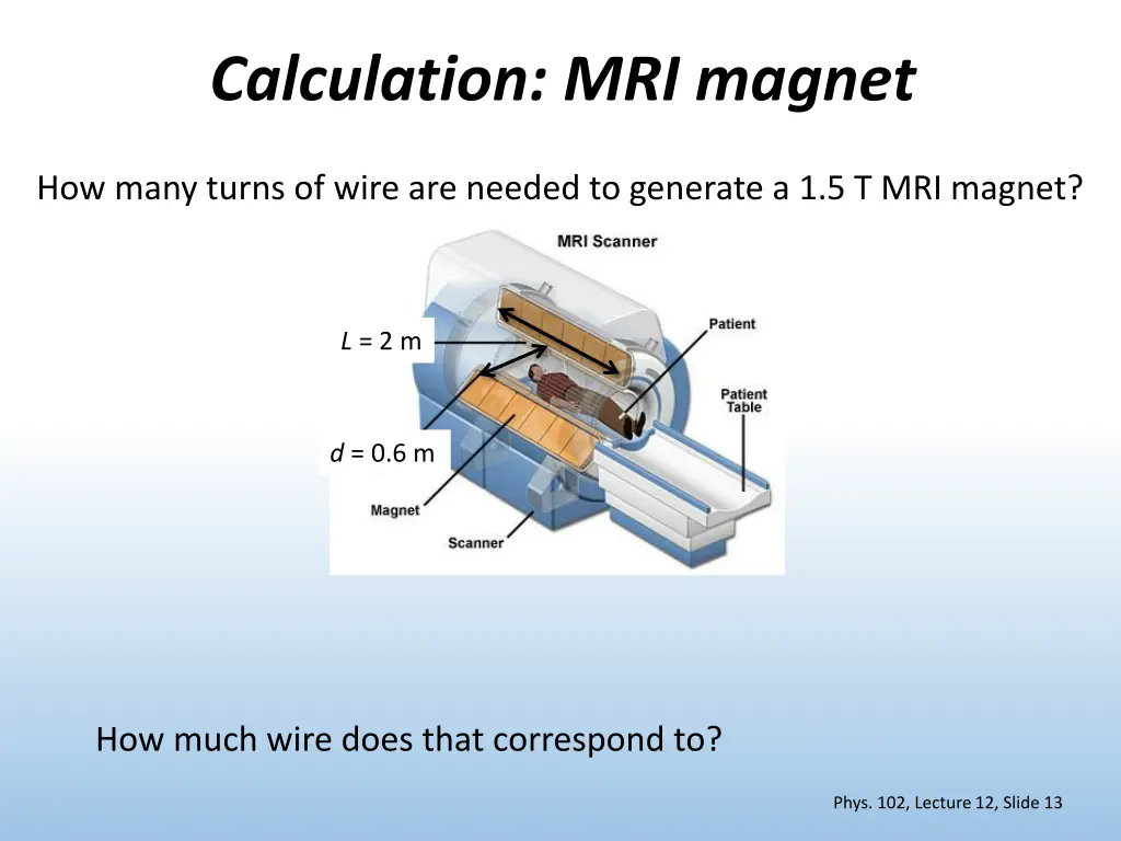 calculation mri magnet