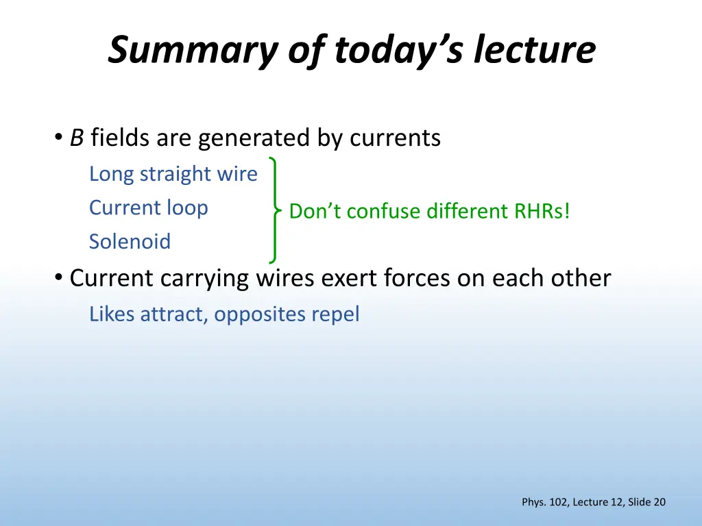 summary of today s lecture