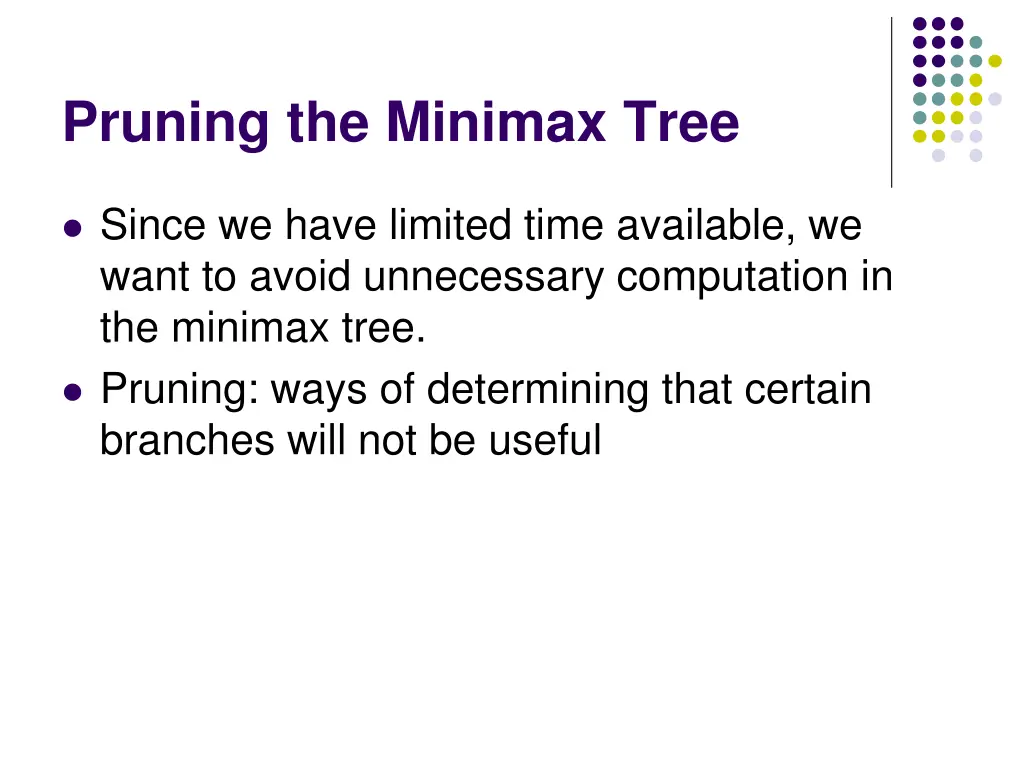 pruning the minimax tree
