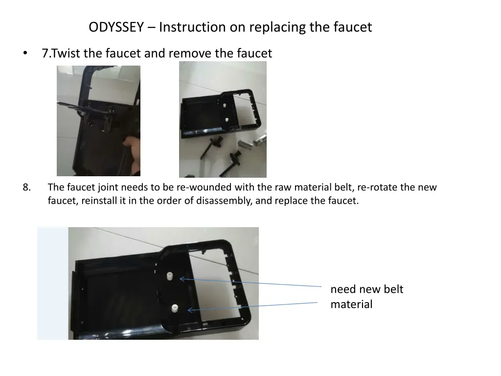 odyssey instruction on replacing the faucet 3