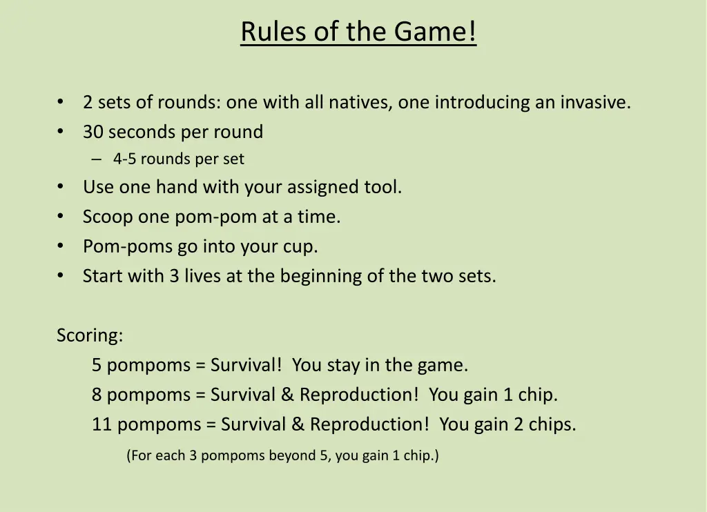 rules of the game