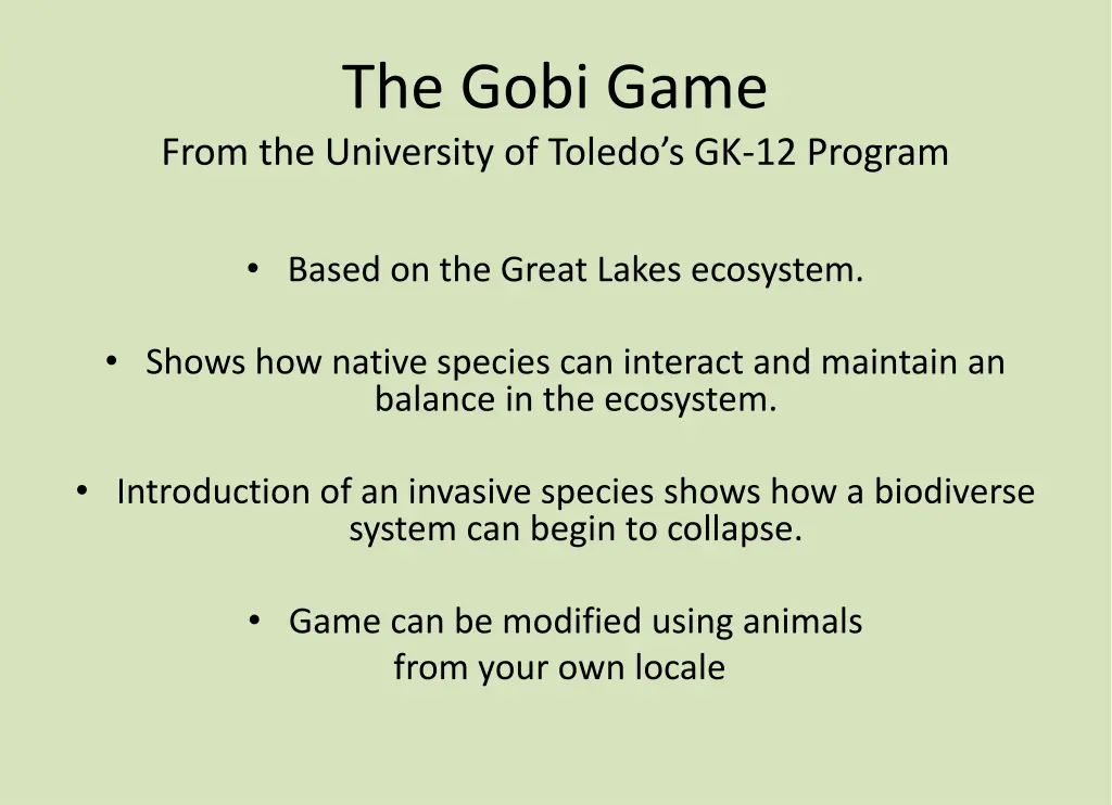 the gobi game from the university of toledo