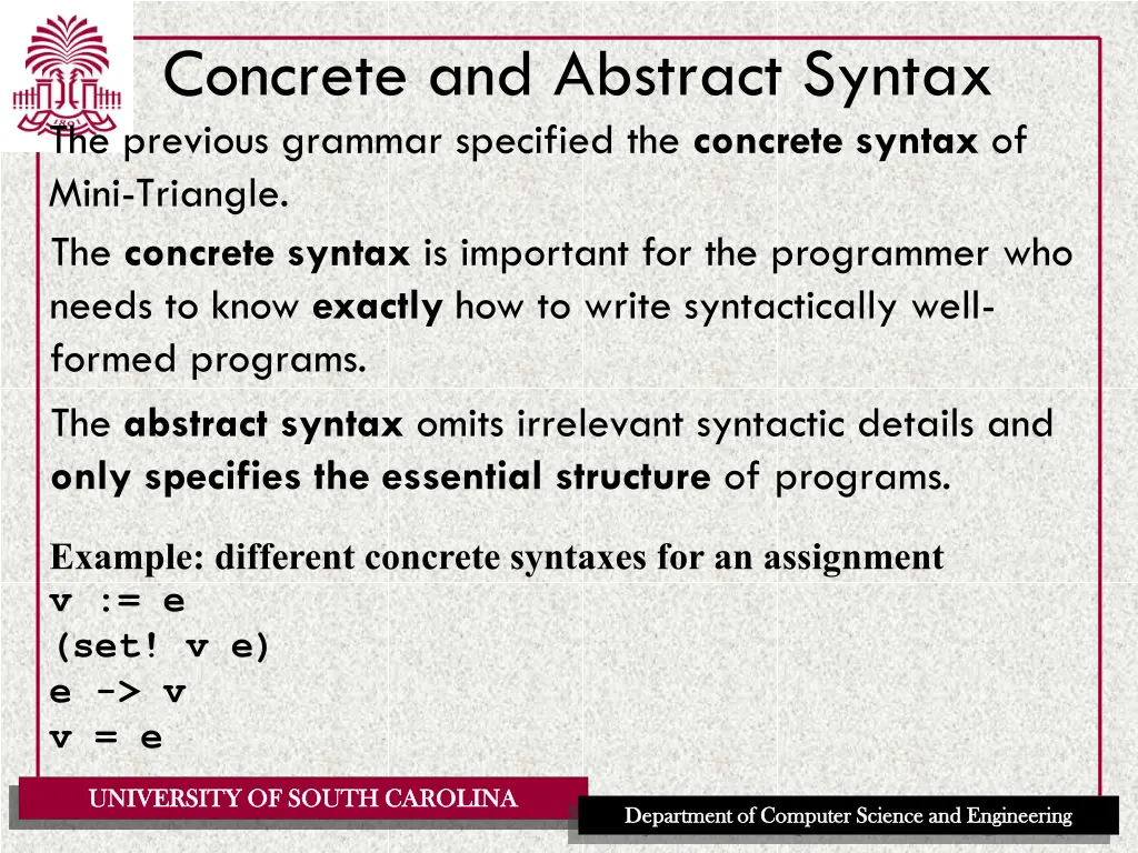 concrete and abstract syntax the previous grammar