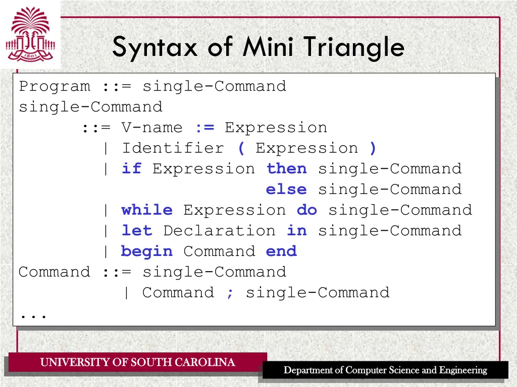 syntax of mini triangle 1