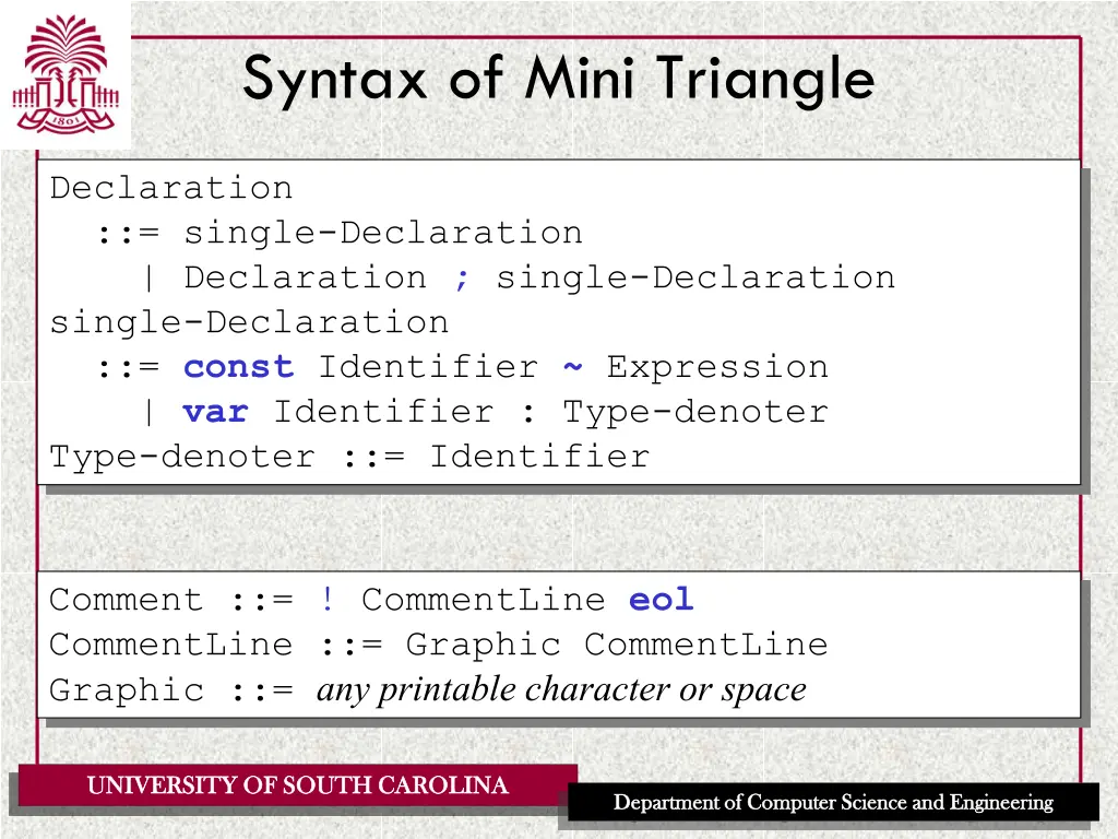 syntax of mini triangle 2