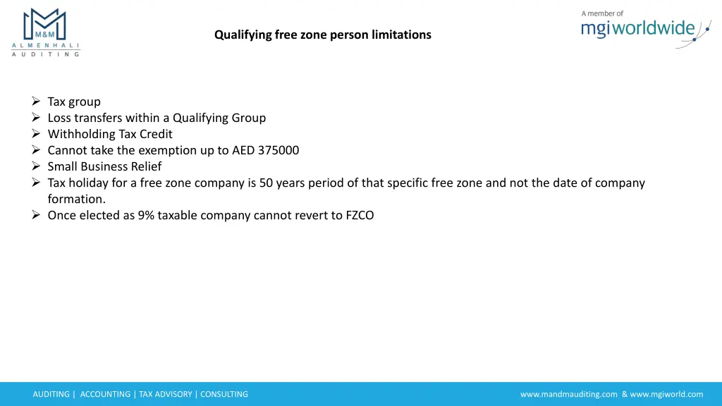qualifying free zone person limitations