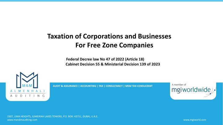 taxation of corporations and businesses for free