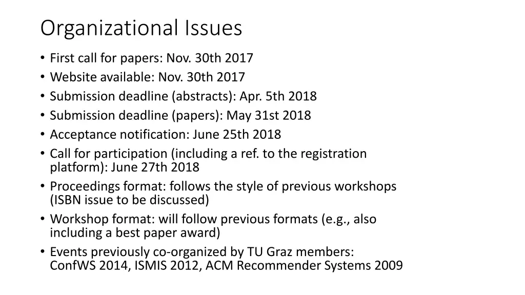 organizational issues