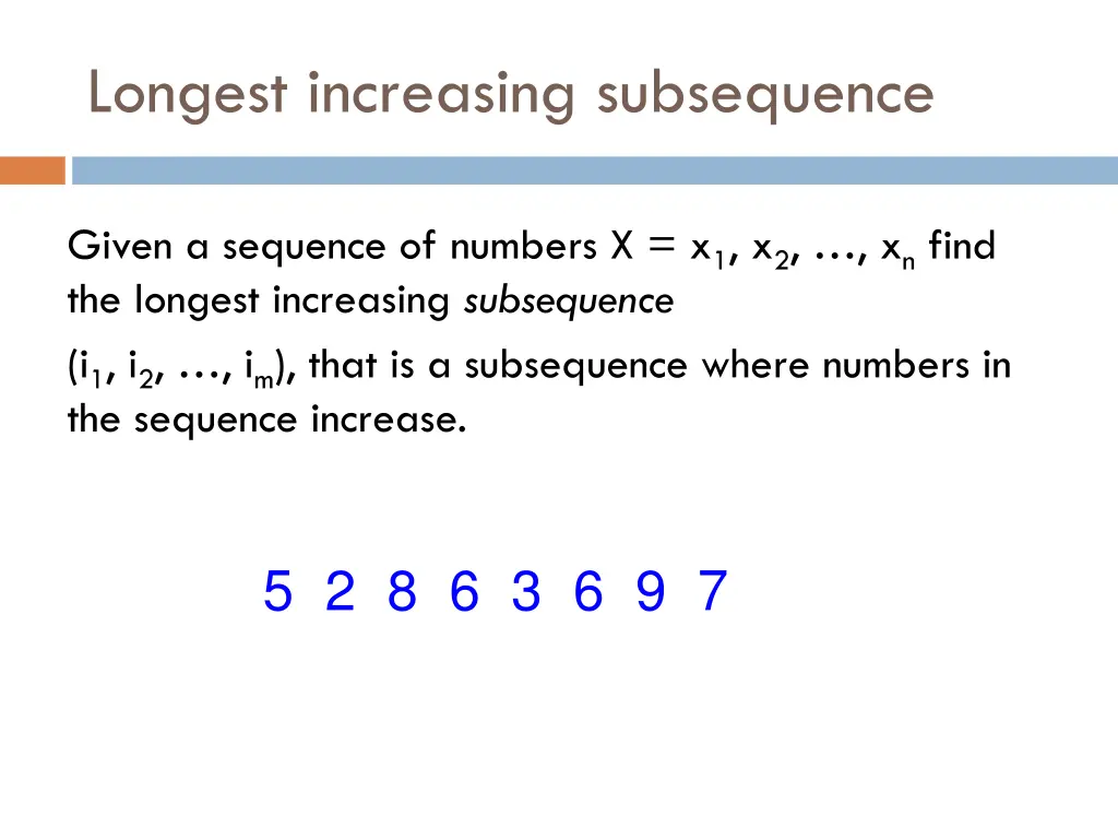 longest increasing subsequence