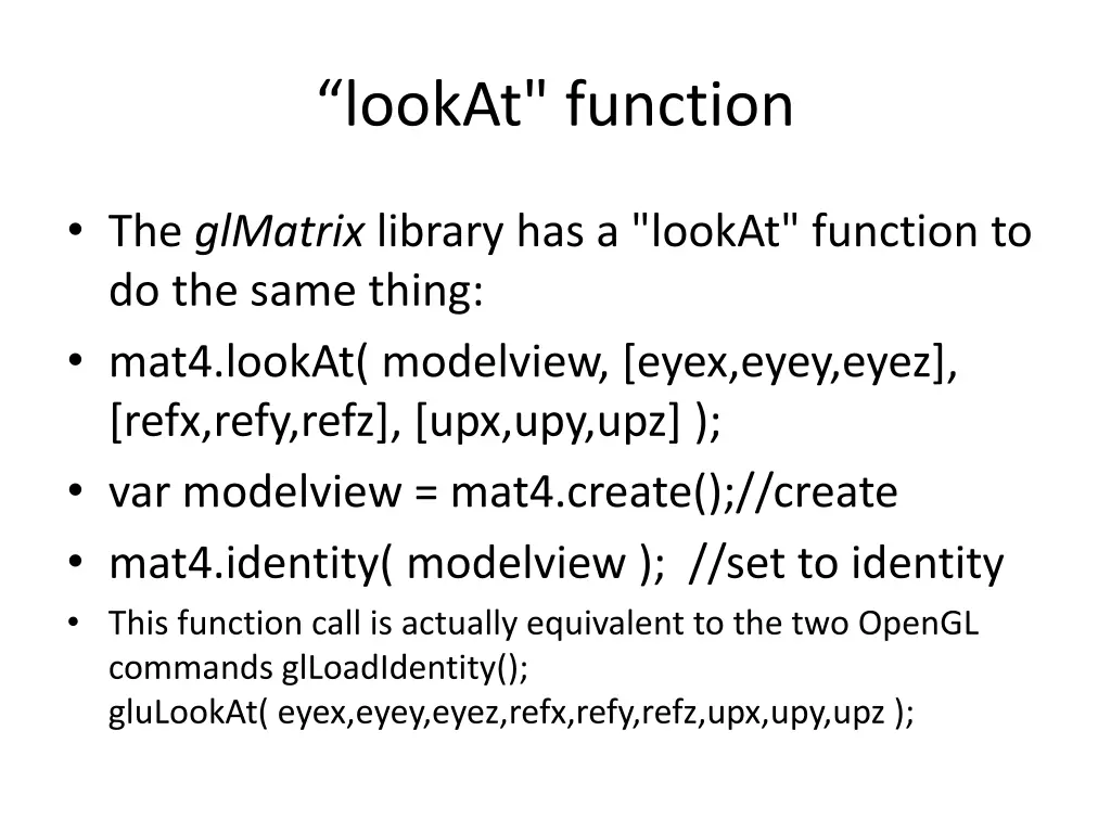 lookat function