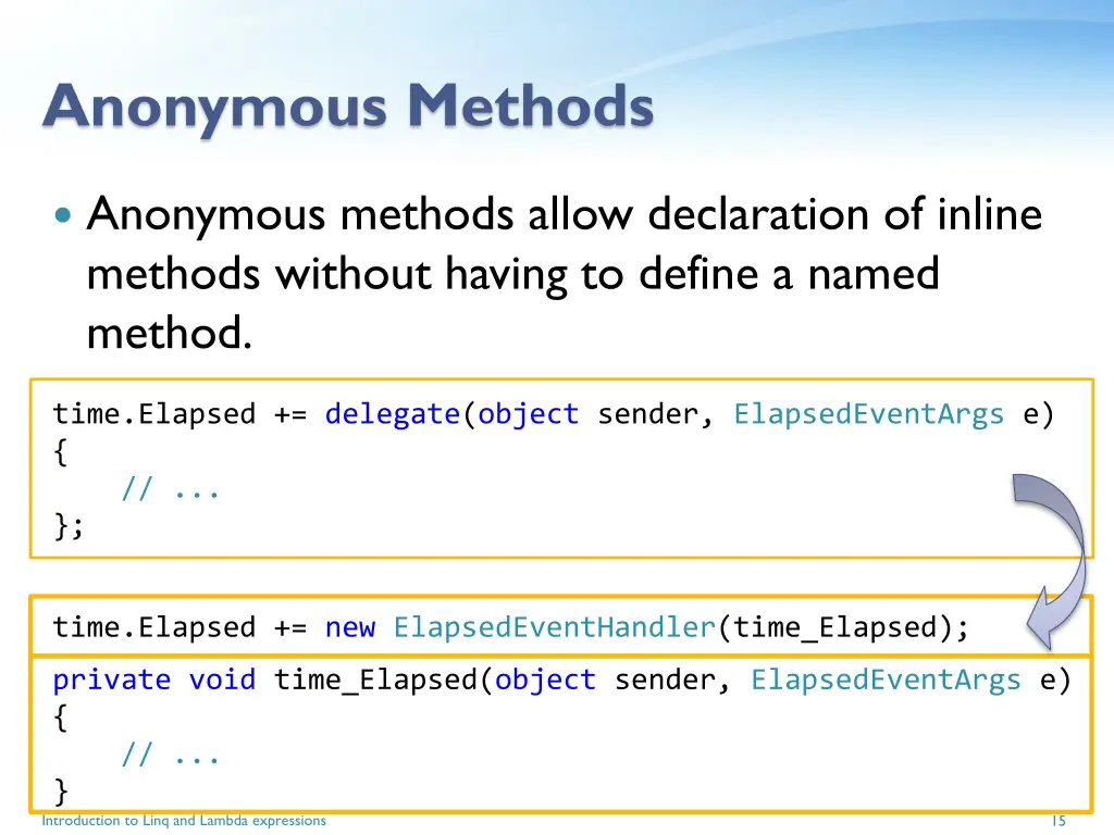 anonymous methods