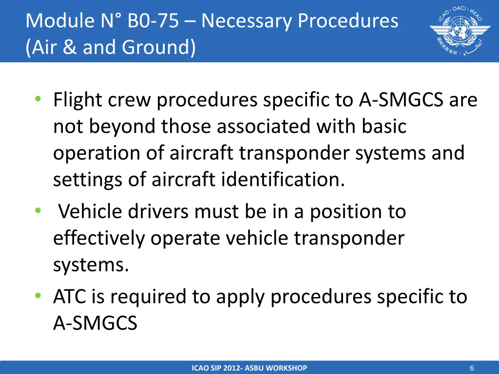 module n b0 75 necessary procedures air and ground