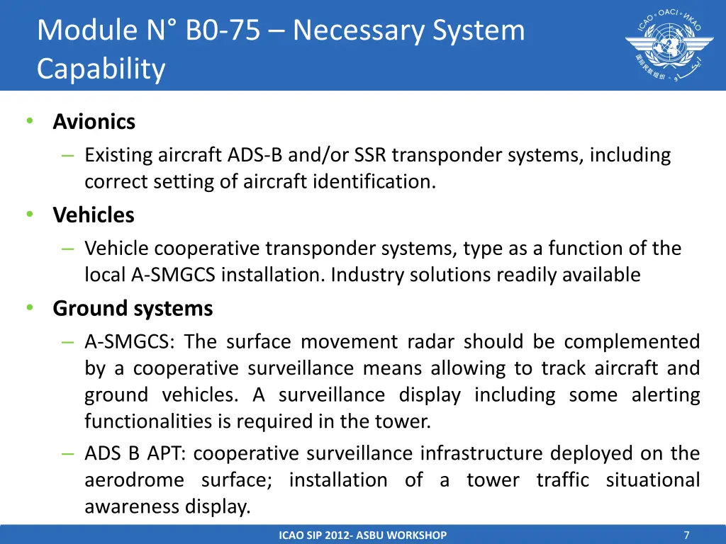 module n b0 75 necessary system capability
